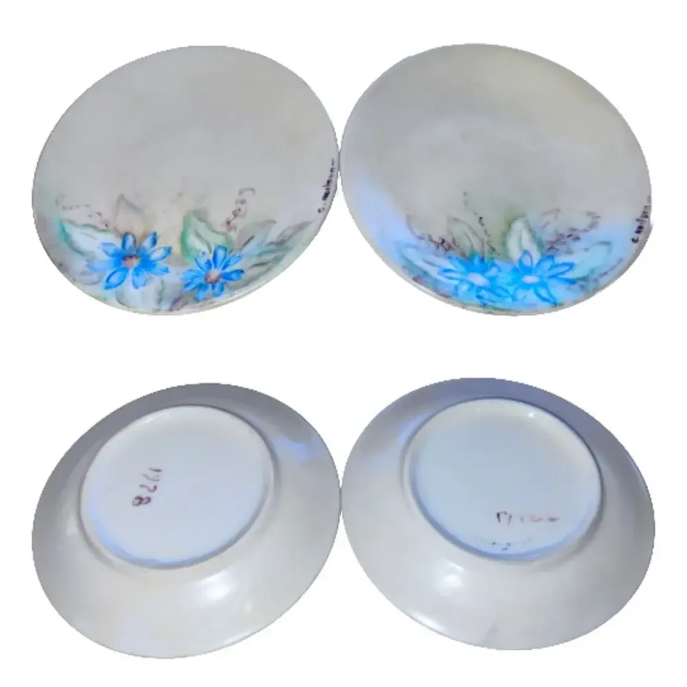 Hand Painted Porcelain Decor Set Signed C.B. Nelson 13 Pc Floral Vintage